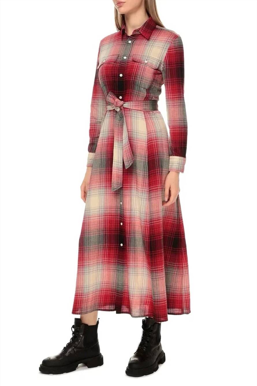 NEW POLO RALPH LAUREN plaid long sleeve shirtdress - Picture 2 of 4